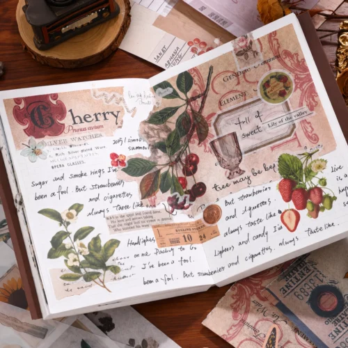 Vintage Floral Sticker Book featuring botanical flowers, butterflies, paper stickers, and transparent PET stickers for journaling and scrapbooking. Vintage Floral Sticker Book featuring botanical flowers, butterflies, paper stickers, and transparent PET stickers for journaling and scrapbooking.