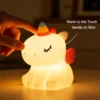 Cute Unicorn Night Light made from soft silicone with a warm LED glow, perfect for kids' bedrooms, nurseries, bedside tables, and kawaii room décor.