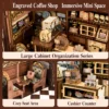 Miniature cozy café DIY kit with detailed coffee shop interior, tiny furniture and decorative accessories