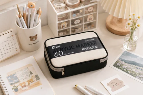 60 Colors Acrylic Marker Set in a premium zippered storage case for drawing, painting, journaling, DIY crafts, wood, glass, ceramic, and canvas. 60 Colors Acrylic Marker Set in a premium zippered storage case for drawing, painting, journaling, DIY crafts, wood, glass, ceramic, and canvas.