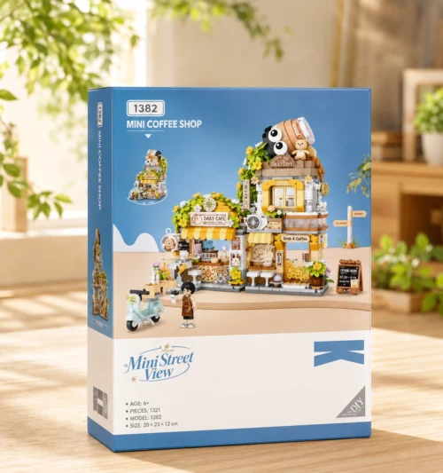 Mini Coffee Shop Building Blocks set with cute café, flowers, signs, plants and tiny details Mini Coffee Shop Building Blocks set with cute café, flowers, signs, plants and tiny details
