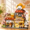 Panda Fish Market Building Blocks set with cute panda figures, fish shop, flowers and colourful market details Panda Fish Market Building Blocks set with cute panda figures, fish shop, flowers and colourful market details