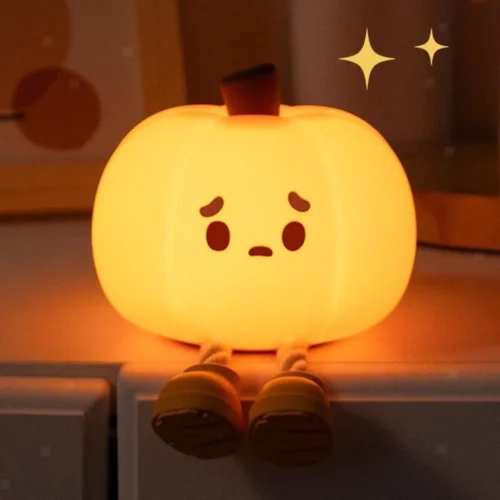 Cute Pumpkin Night Light made from soft silicone with warm LED lighting, perfect for bedrooms, nurseries, Halloween décor, and cozy bedside lighting. Cute Pumpkin Night Light made from soft silicone with warm LED lighting, perfect for bedrooms, nurseries, Halloween décor, and cozy bedside lighting.