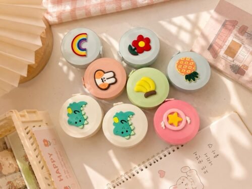 Cute mini retractable tape measures with pastel flower, rainbow, bunny and daisy designs