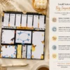 Butterfly Weekly Planner Sticky Notes Set with memo pads, sticky notes, page markers, and lined note pad on a desk.