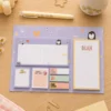 Cute Penguin Sticky Notes Planner Set with weekly planner, to-do list, memo pads, sticky notes, and page markers on a wooden desk.