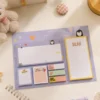 Cute Penguin Sticky Notes Planner Set with weekly planner, to-do list, memo pads, sticky notes, and page markers on a wooden desk.