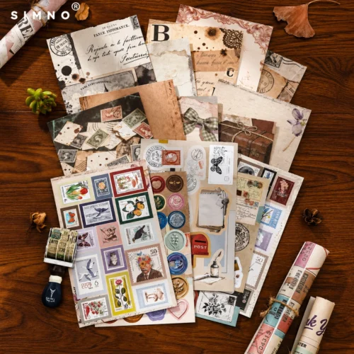 Vintage Ephemera Paper and Sticker Book with retro letters, botanical illustrations, stamps, postcards, and decorative papers for junk journaling and scrapbooking. Vintage Ephemera Paper and Sticker Book with retro letters, botanical illustrations, stamps, postcards, and decorative papers for junk journaling and scrapbooking.