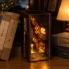 Miniature building block kit featuring a detailed Chinese food street with tiny shops, food stalls, lanterns and street décor