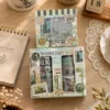 Washi tape set with vintage postcard, stamp, botanical and travel-inspired decorative designs