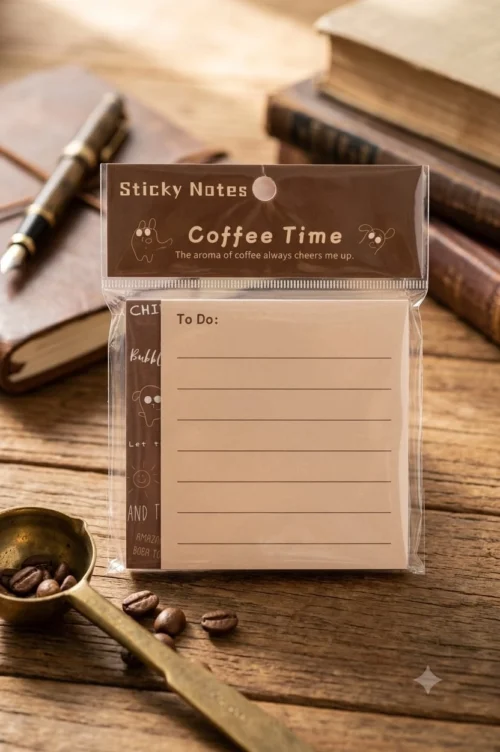 offee To-Do Sticky Notes with cute character design and lined daily task layout