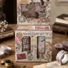 Vintage washi tape set with retro collage designs, floral details, stamps and decorative paper motifs Vintage washi tape set with retro collage designs, floral details, stamps and decorative paper motifs