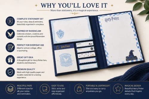 Harry Potter Ravenclaw sticky memo notepad with multiple blue and white themed memo pads